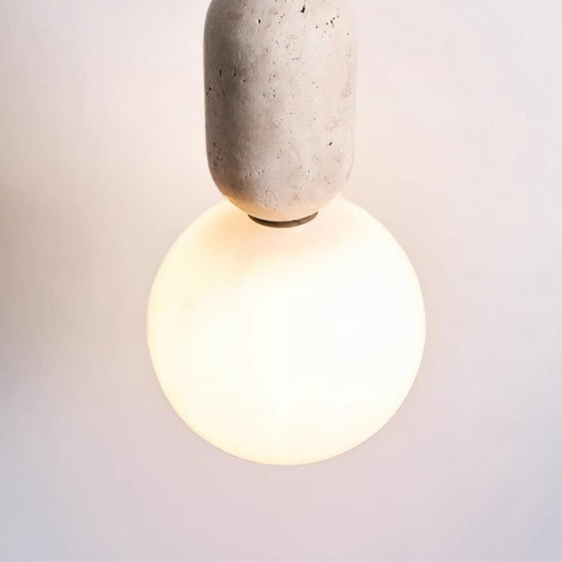 Minimalist Travertine Sphere Pendant Light