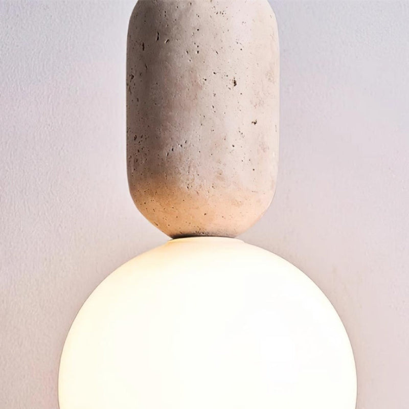 Minimalist Travertine Sphere Pendant Light