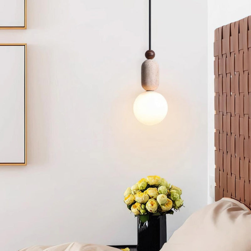 Minimalist Travertine Sphere Pendant Light