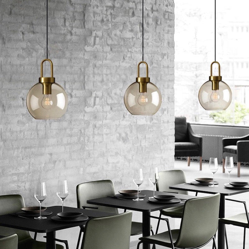 Glass Hollow Bottle Modern Brass Pendant Light
