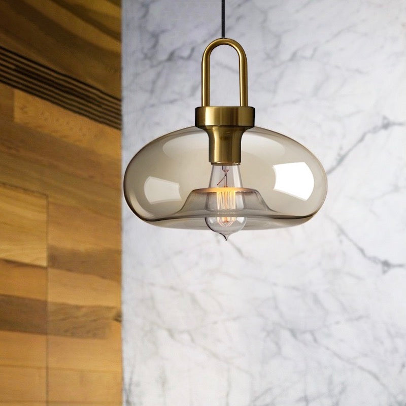 Glass Hollow Bottle Modern Brass Pendant Light
