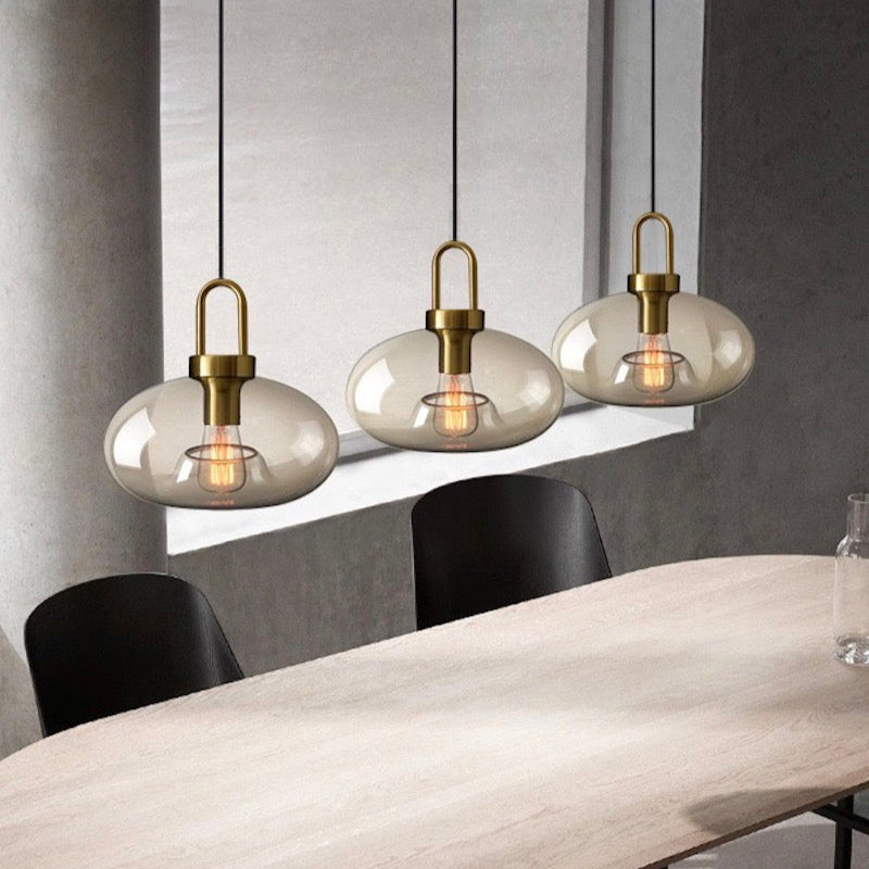 Glass Hollow Bottle Modern Brass Pendant Light