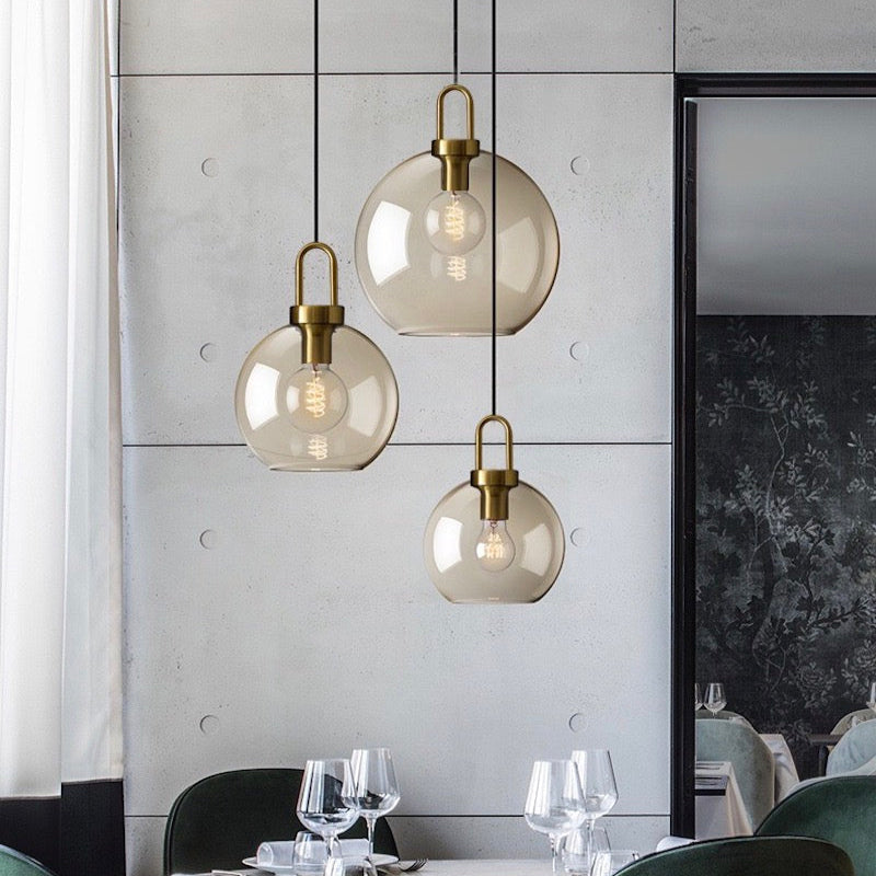 Glass Hollow Bottle Modern Brass Pendant Light