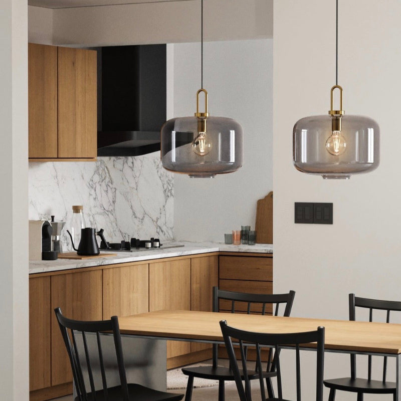 Glass Hollow Bottle Modern Brass Pendant Light