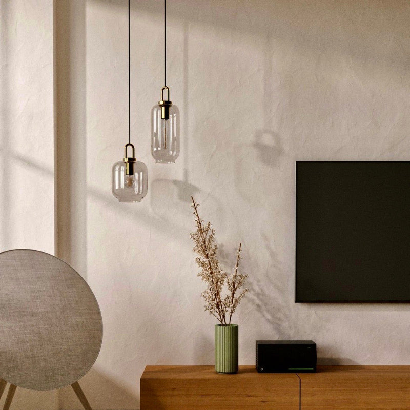 Glass Hollow Bottle Modern Brass Pendant Light