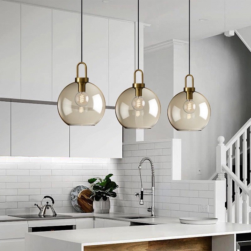 Glass Hollow Bottle Modern Brass Pendant Light