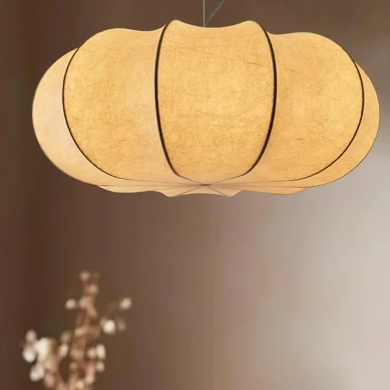 Wabi-Sabi Silk Flat Round White Pendant Light
