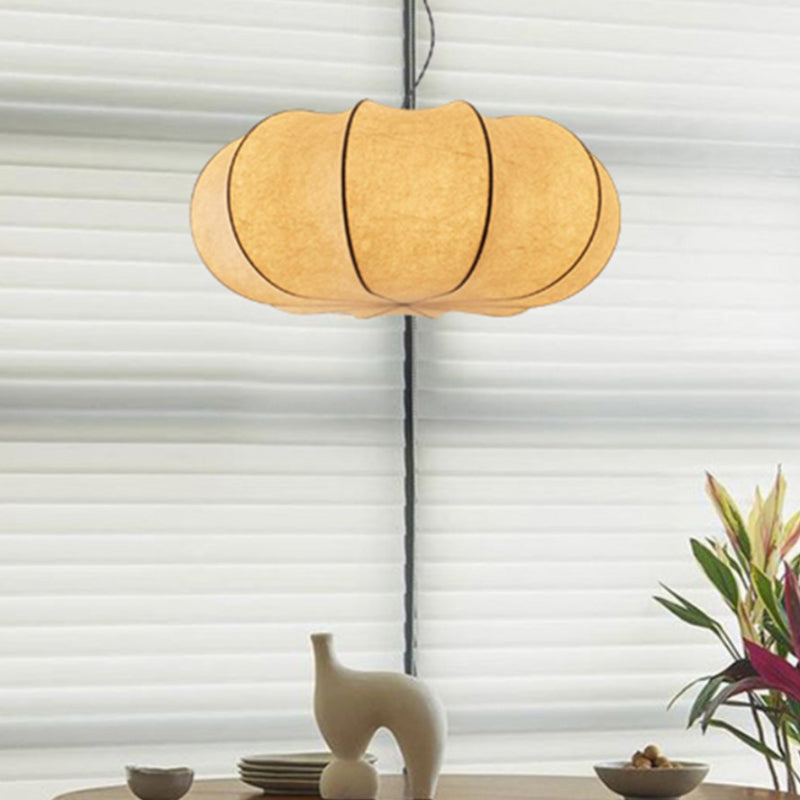 Wabi-Sabi Silk Flat Round White Pendant Light