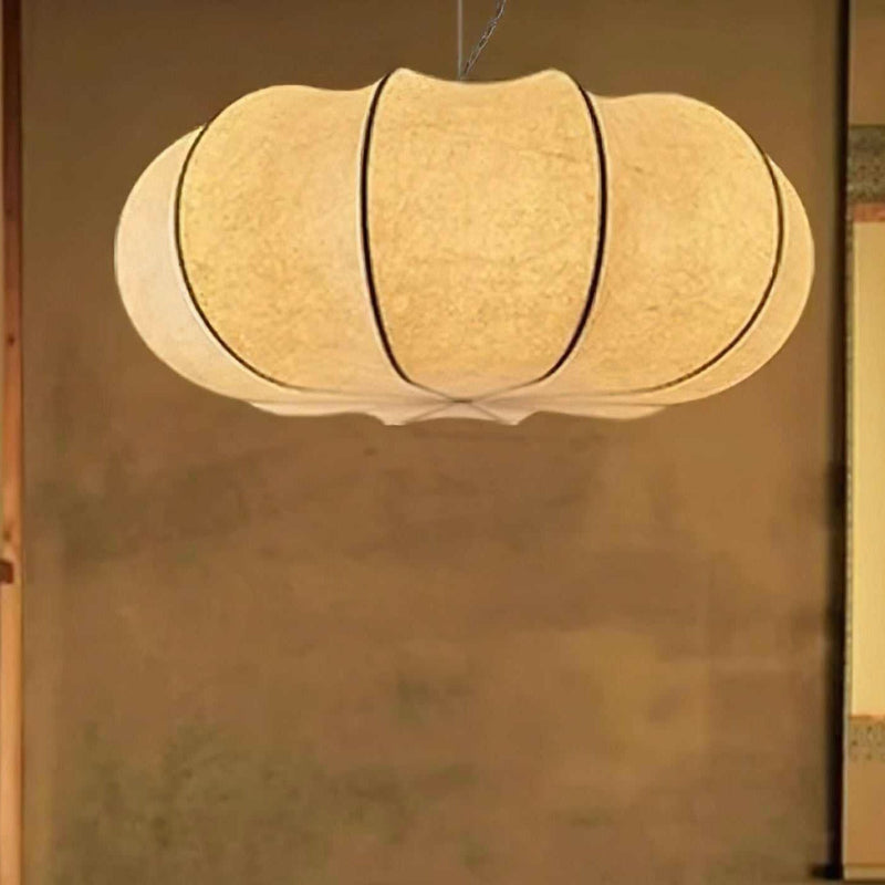 Wabi-Sabi Silk Flat Round White Pendant Light