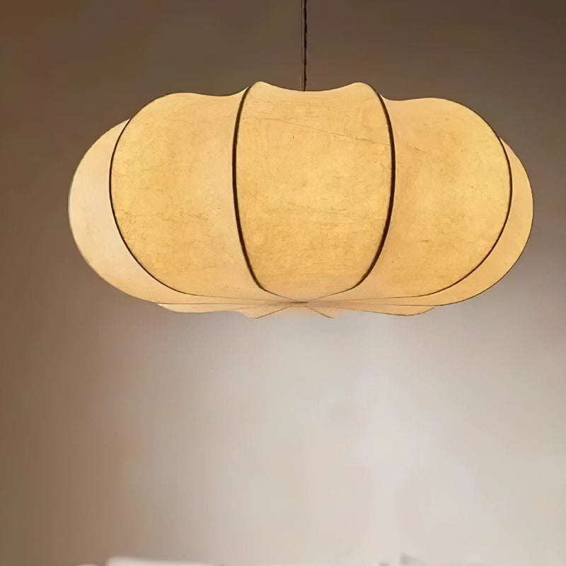 Wabi-Sabi Silk Flat Round White Pendant Light
