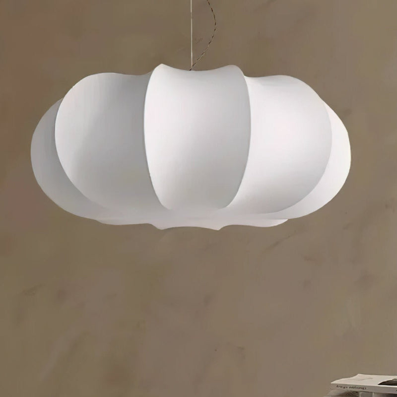 Wabi-Sabi Silk Flat Round White Pendant Light