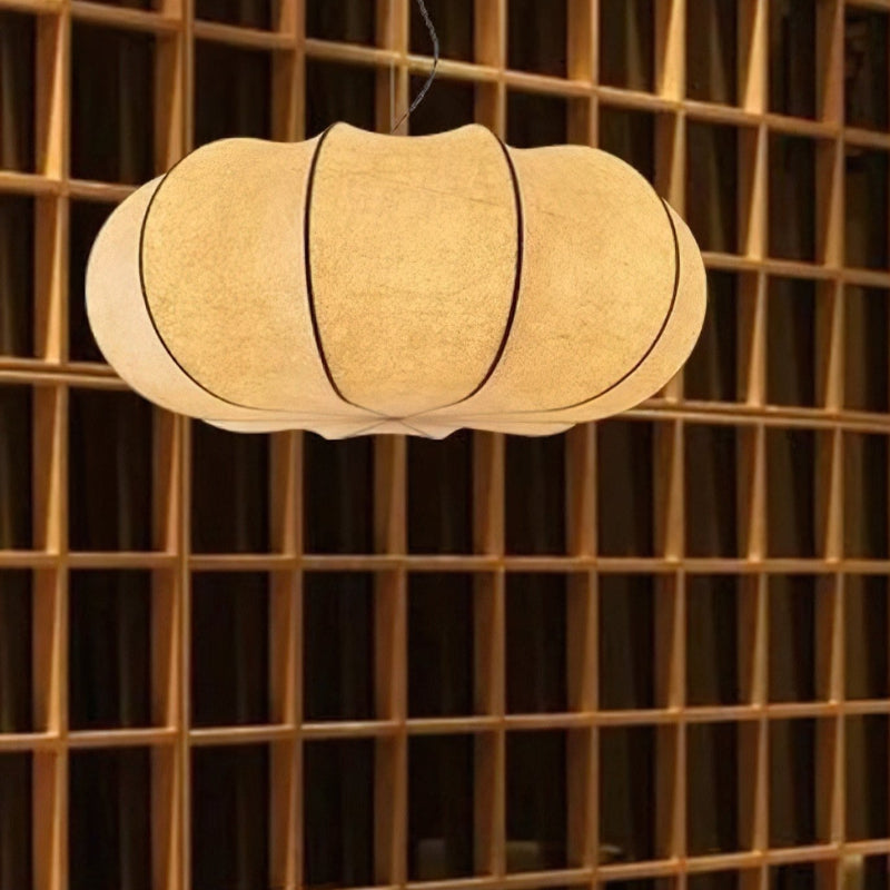 Wabi-Sabi Silk Flat Round White Pendant Light