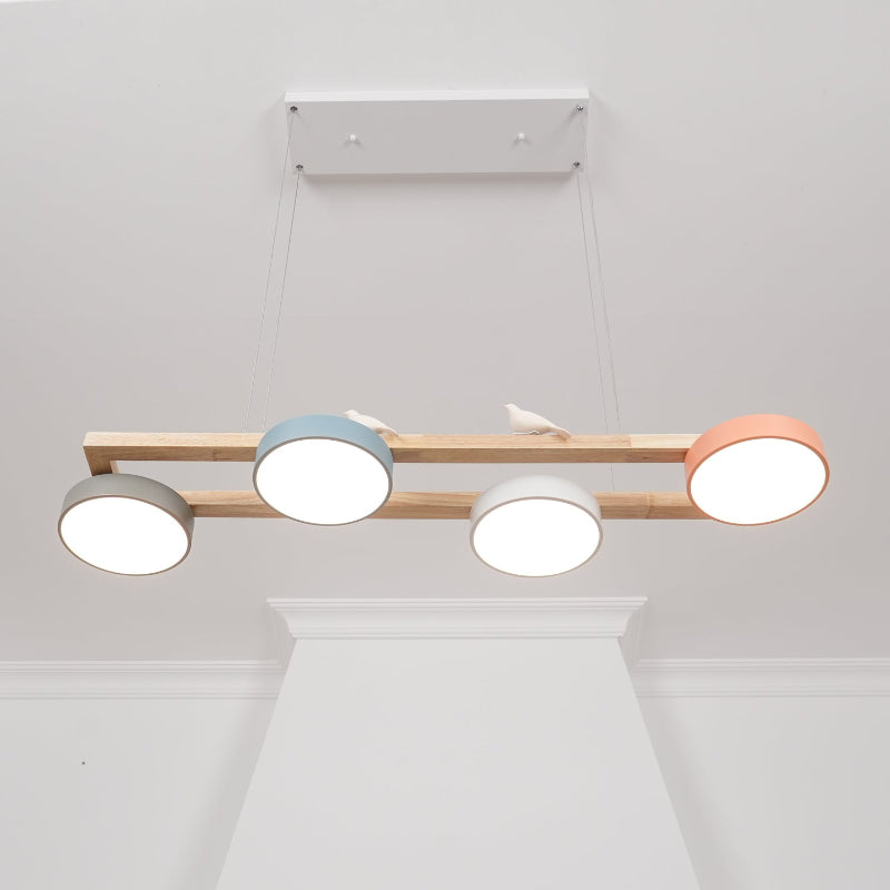 Nordic Nature Bird 4-Light Wood Pendant Light