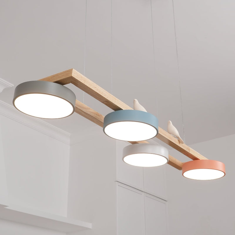 Nordic Nature Bird 4-Light Wood Pendant Light