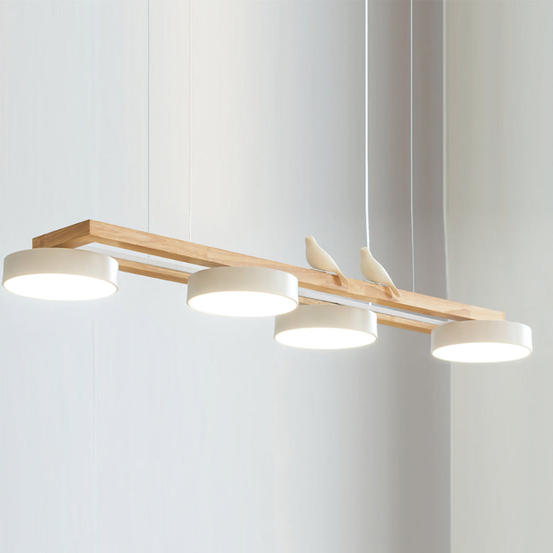 Nordic Nature Bird 4-Light Wood Pendant Light