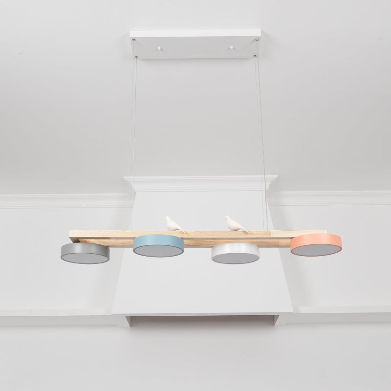 Nordic Nature Bird 4-Light Wood Pendant Light