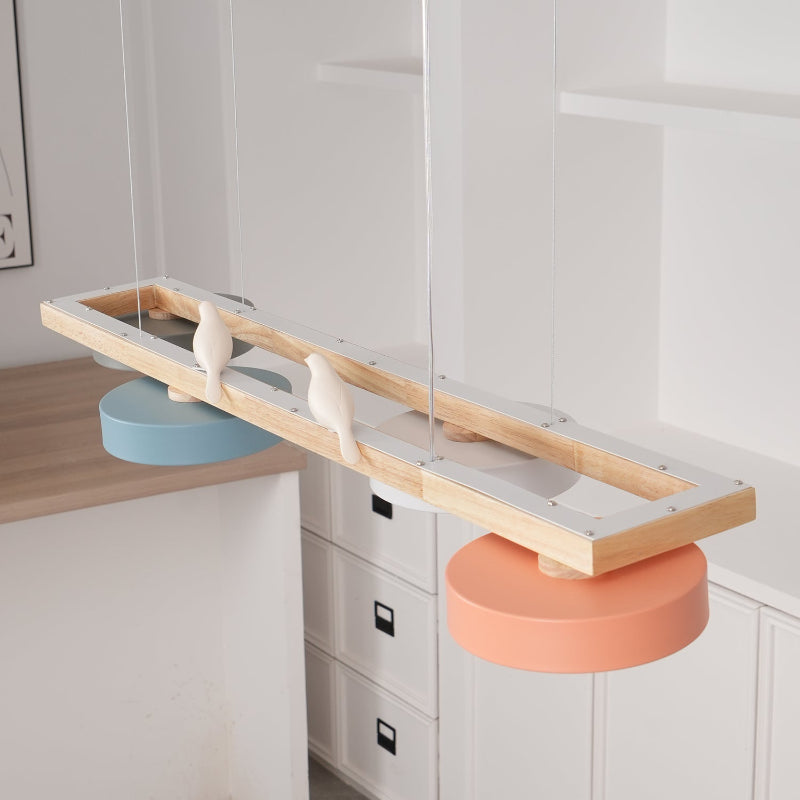 Nordic Nature Bird 4-Light Wood Pendant Light