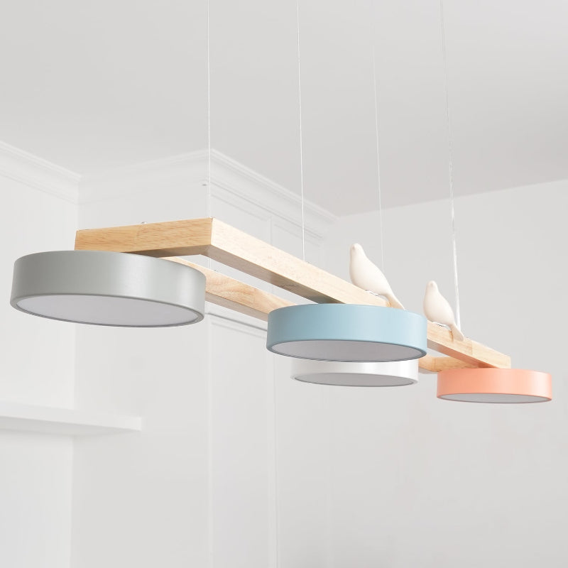 Nordic Nature Bird 4-Light Wood Pendant Light
