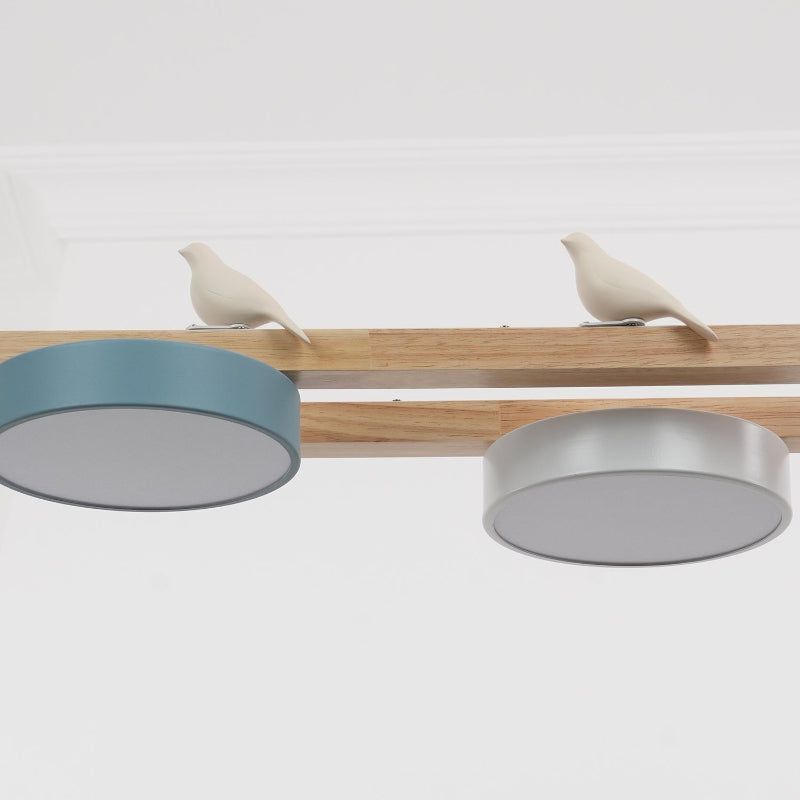 Nordic Nature Bird 4-Light Wood Pendant Light