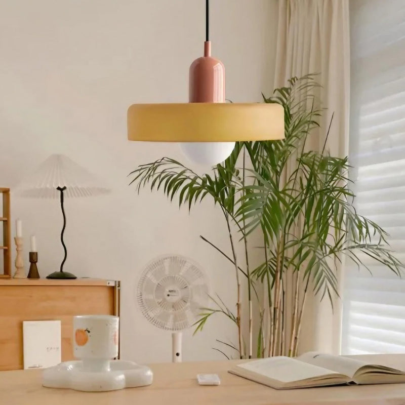 Modern Disc Morandi Colorful Glass Pendant Light