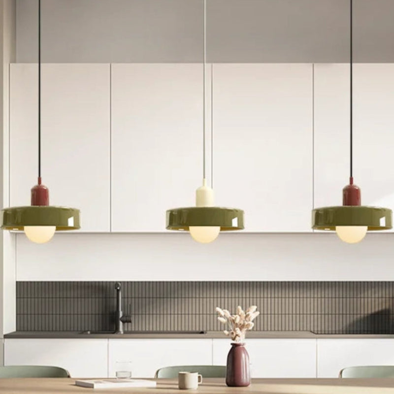 Modern Disc Morandi Colorful Glass Pendant Light