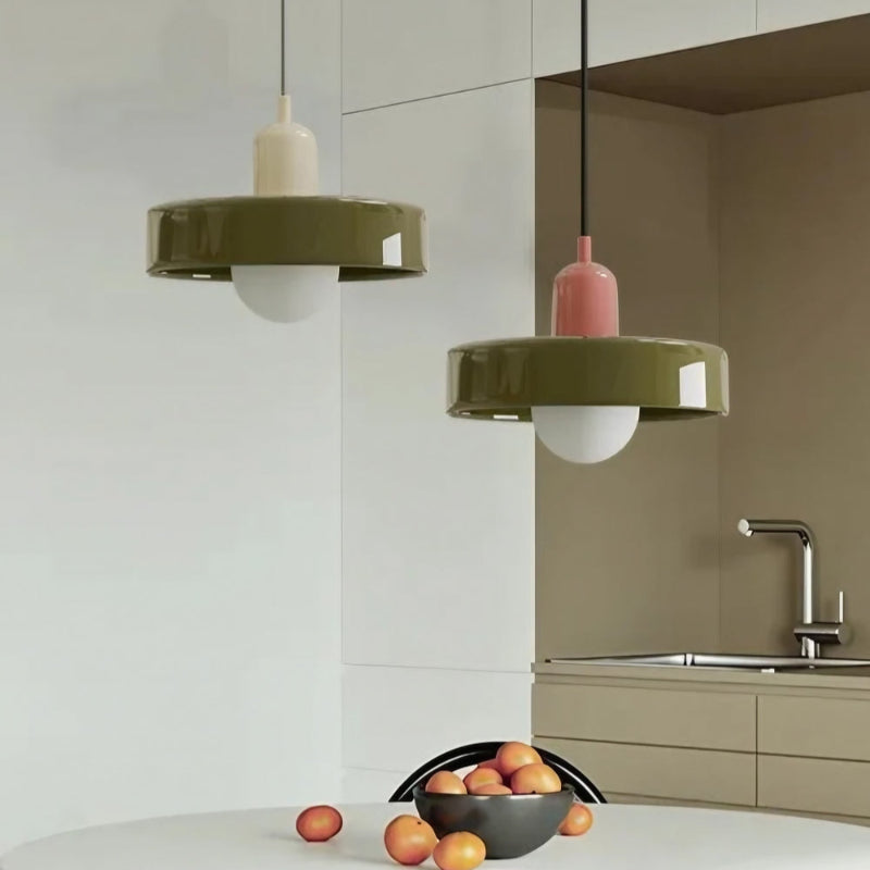 Modern Disc Morandi Colorful Glass Pendant Light
