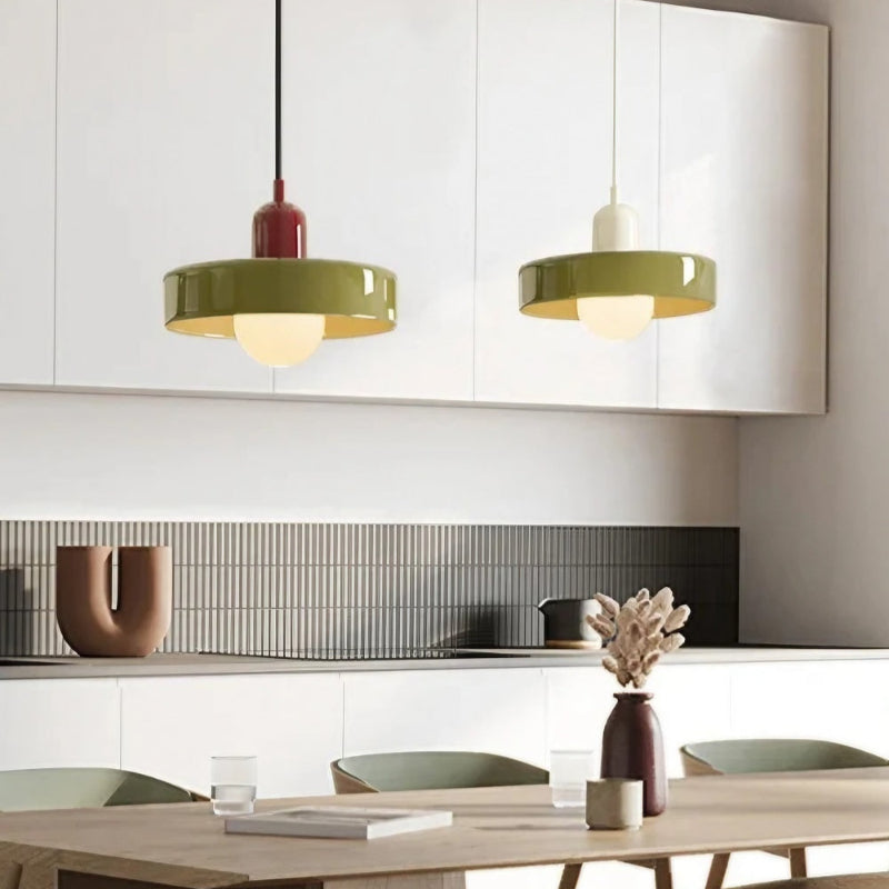 Modern Disc Morandi Colorful Glass Pendant Light