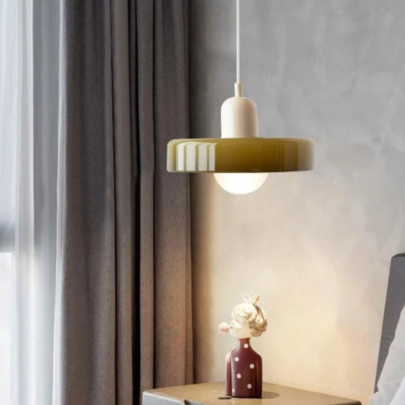 Modern Disc Morandi Colorful Glass Pendant Light