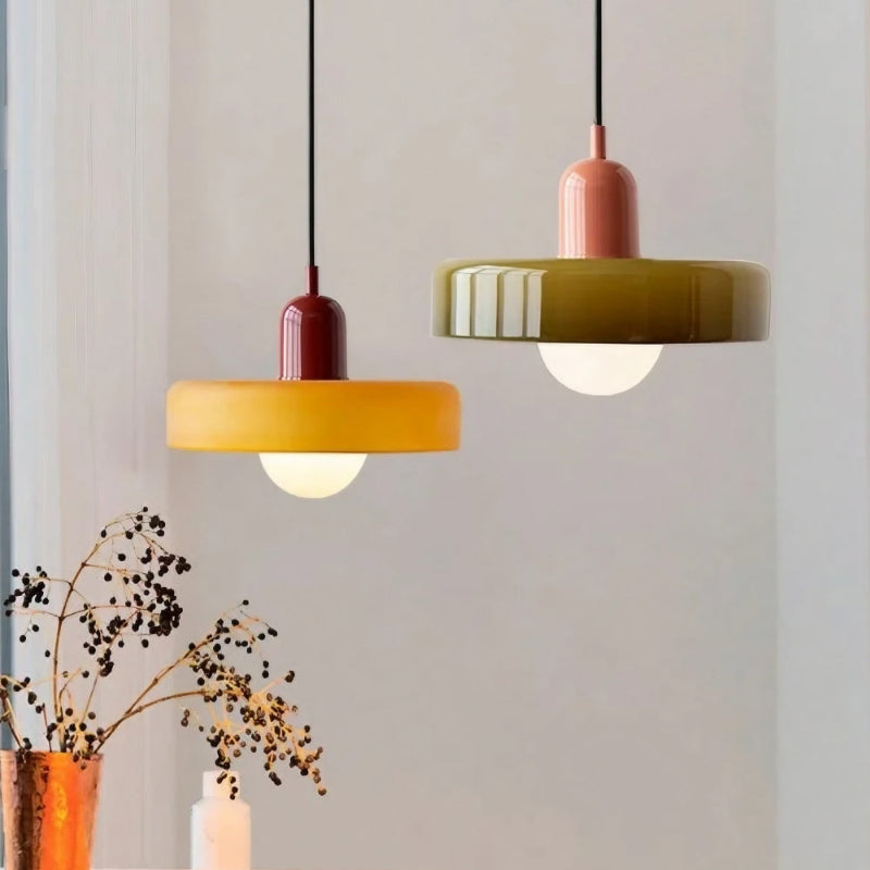Modern Disc Morandi Colorful Glass Pendant Light