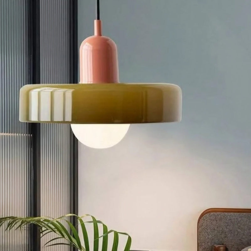 Modern Disc Morandi Colorful Glass Pendant Light