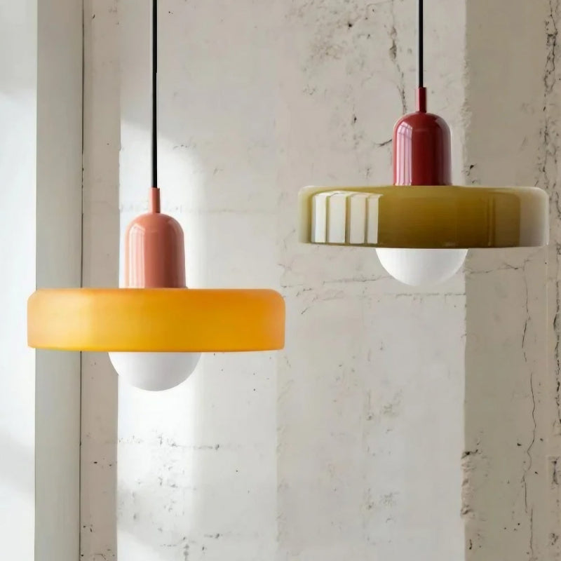 Modern Disc Morandi Colorful Glass Pendant Light