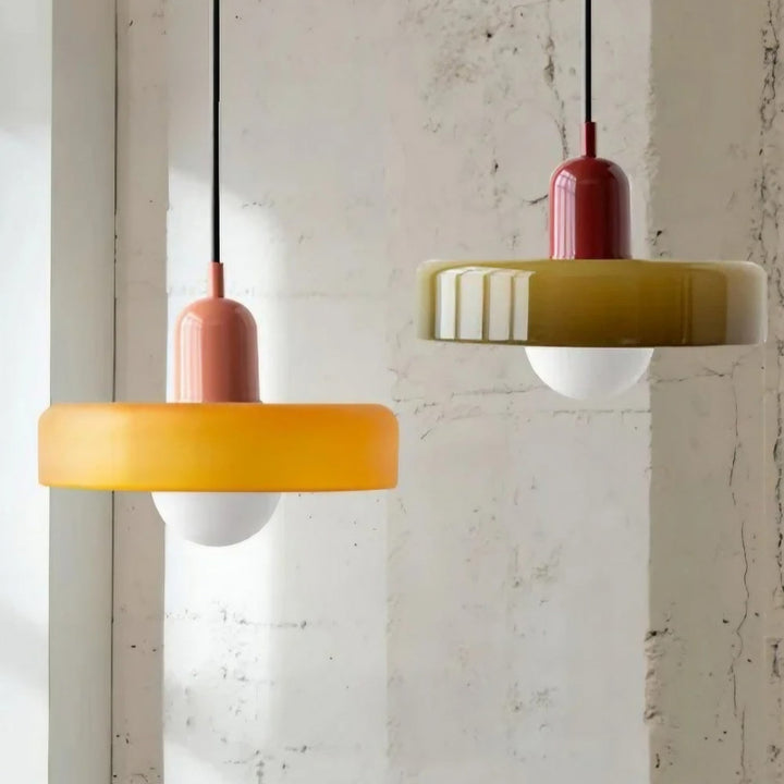 Morandi Disc Glass Modern Colorful Pendant Lamp for Kitchen and Living
