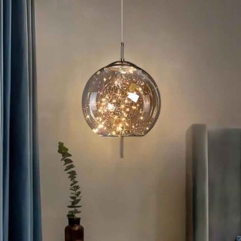 Scandinavian Star Amber Cylinder Pendant Light