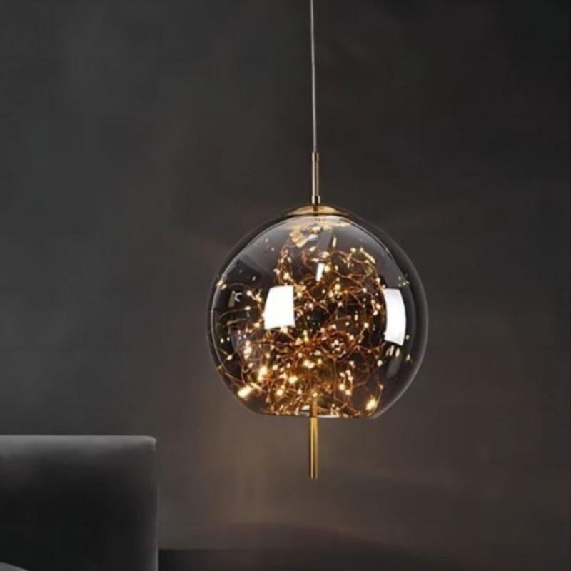 Scandinavian Star Amber Cylinder Pendant Light