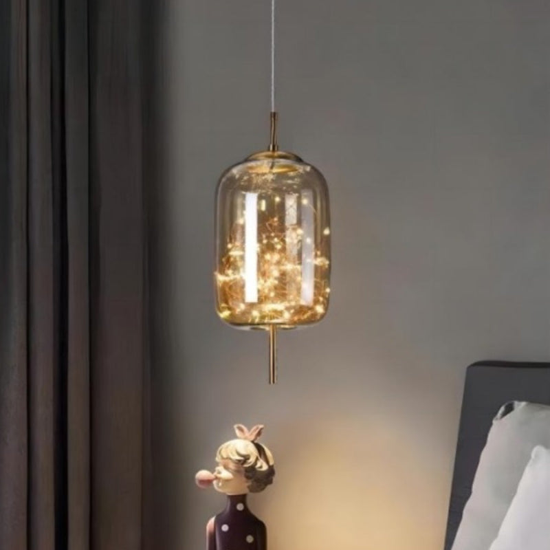 Scandinavian Star Amber Cylinder Pendant Light