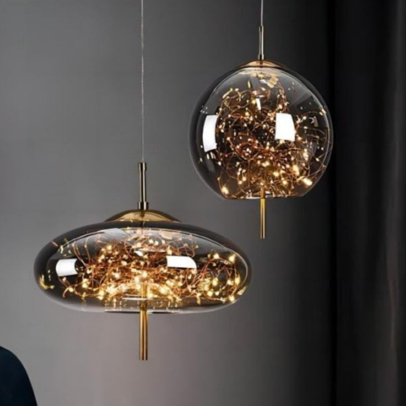 Scandinavian Star Amber Cylinder Pendant Light