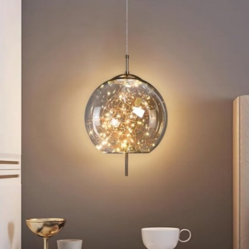 Scandinavian Star Amber Cylinder Pendant Light