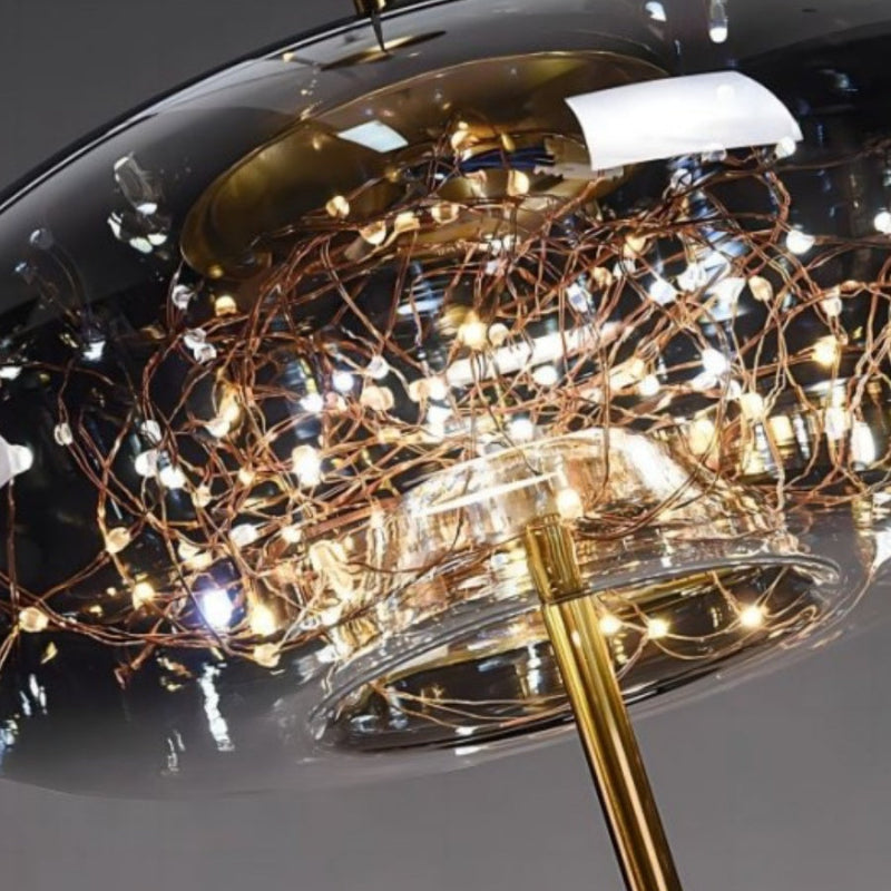 Scandinavian Star Amber Cylinder Pendant Light