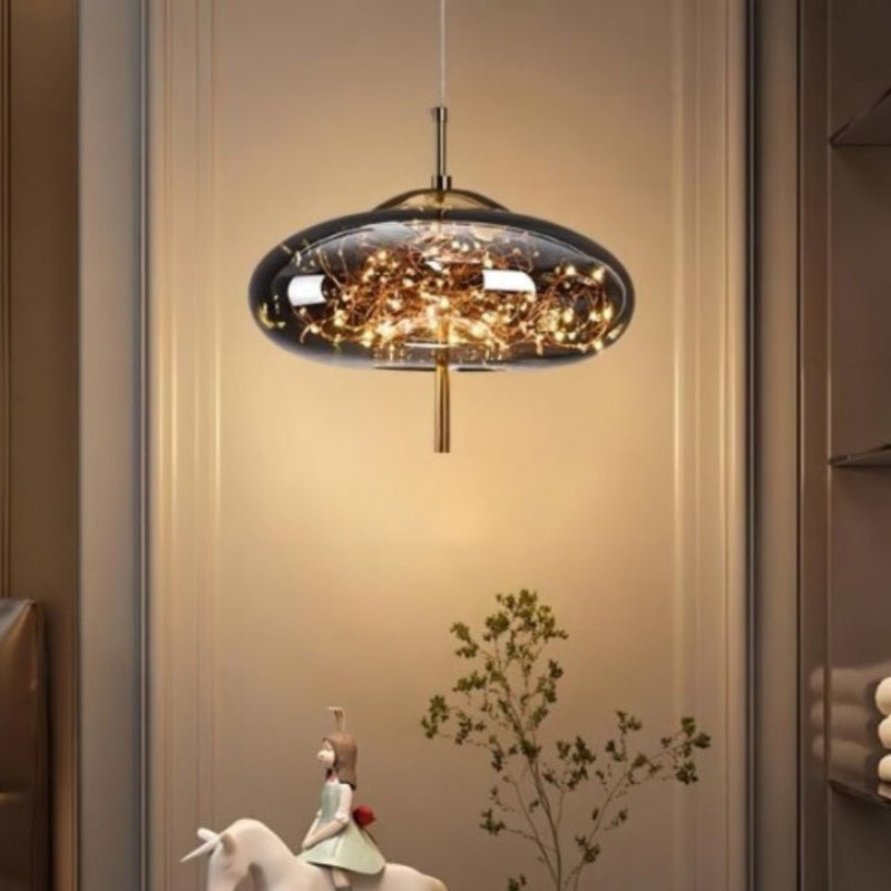 Scandinavian Star Amber Cylinder Pendant Light