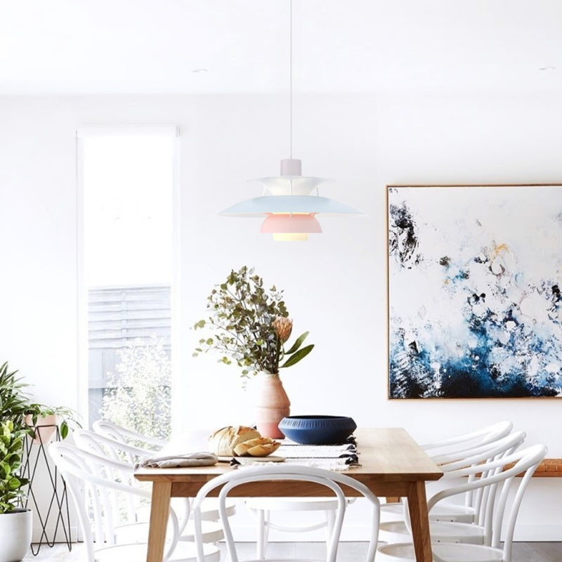 Danish Metal Pendant Light - Classic Multilayer Shade Lamp for Bedroom