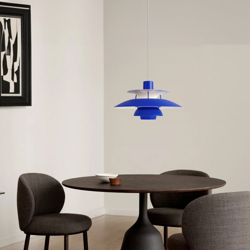 Dänische Pendelleuchte aus Metall – Klassische mehrschichtige Lampenschirmlampe fürs Schlafzimmer