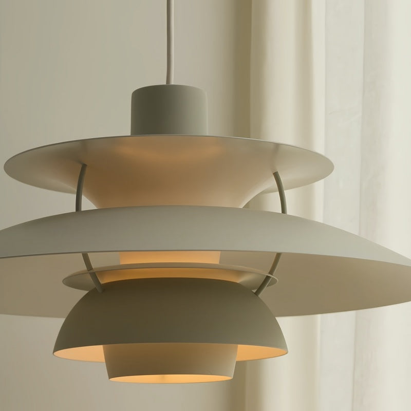 Danish Metal Pendant Light - Classic Multilayer Shade Lamp for Bedroom