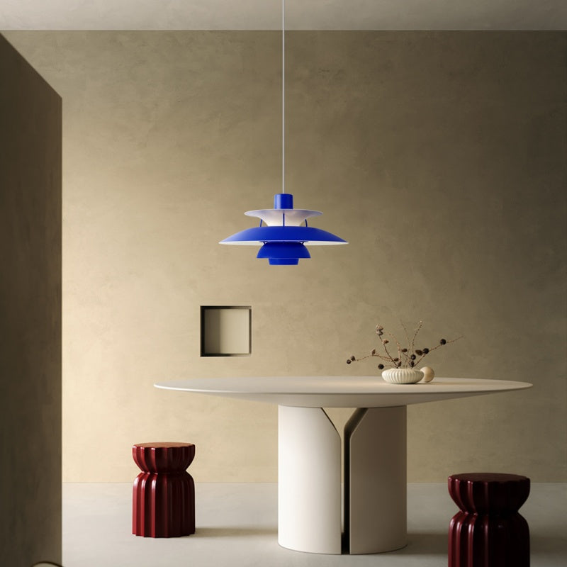 Dänische Pendelleuchte aus Metall – Klassische mehrschichtige Lampenschirmlampe fürs Schlafzimmer