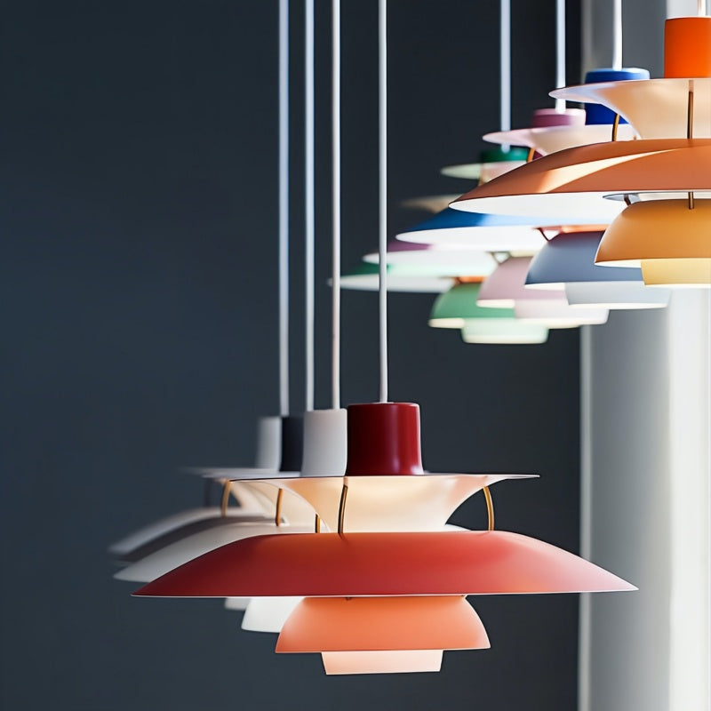 Dänische Pendelleuchte aus Metall – Klassische mehrschichtige Lampenschirmlampe fürs Schlafzimmer