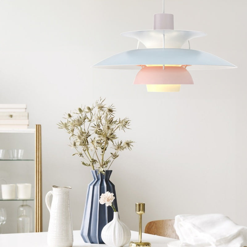 Dänische Pendelleuchte aus Metall – Klassische mehrschichtige Lampenschirmlampe fürs Schlafzimmer