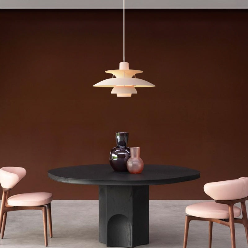 Dänische Pendelleuchte aus Metall – Klassische mehrschichtige Lampenschirmlampe fürs Schlafzimmer