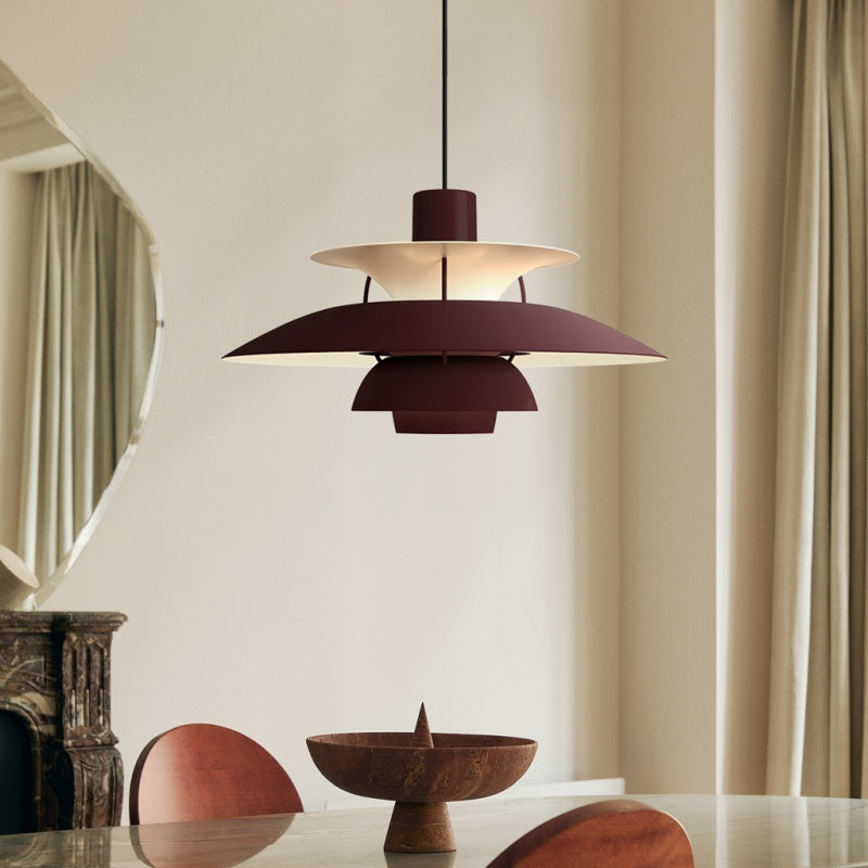Dänische Pendelleuchte aus Metall – Klassische mehrschichtige Lampenschirmlampe fürs Schlafzimmer