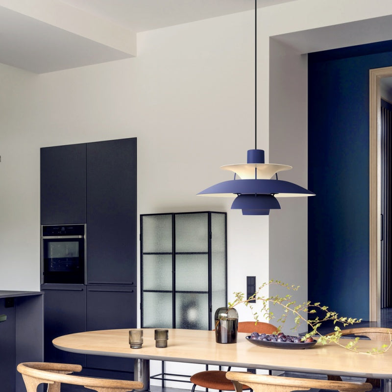 Danish Metal Pendant Light - Classic Multilayer Shade Lamp for Bedroom