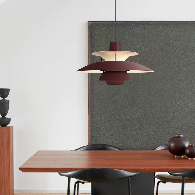 Dänische Pendelleuchte aus Metall – Klassische mehrschichtige Lampenschirmlampe fürs Schlafzimmer