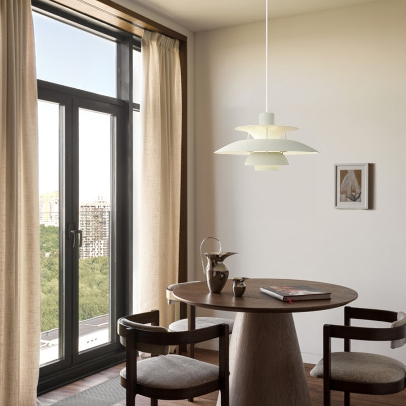 Danish Metal Pendant Light - Classic Multilayer Shade Lamp for Bedroom